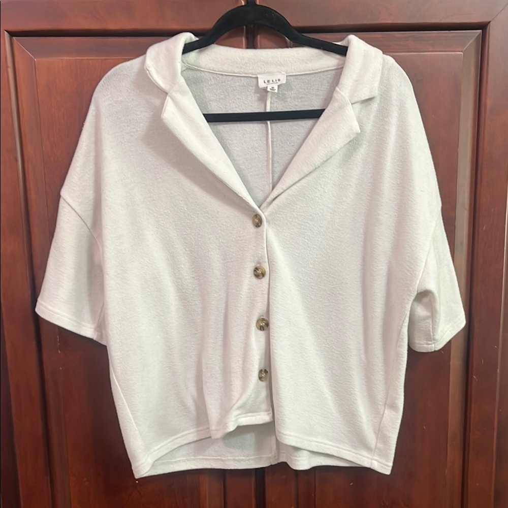 Le Lis Cream Boxy Button Down Shirt
